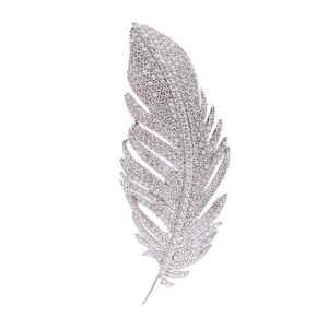 rhinestone feather brooches pin for women men fashion crystal delicate leaf brooch lapel pins elegant dress accessories jewelry boutonniere corsage for hat bag suit tie wedding birthday