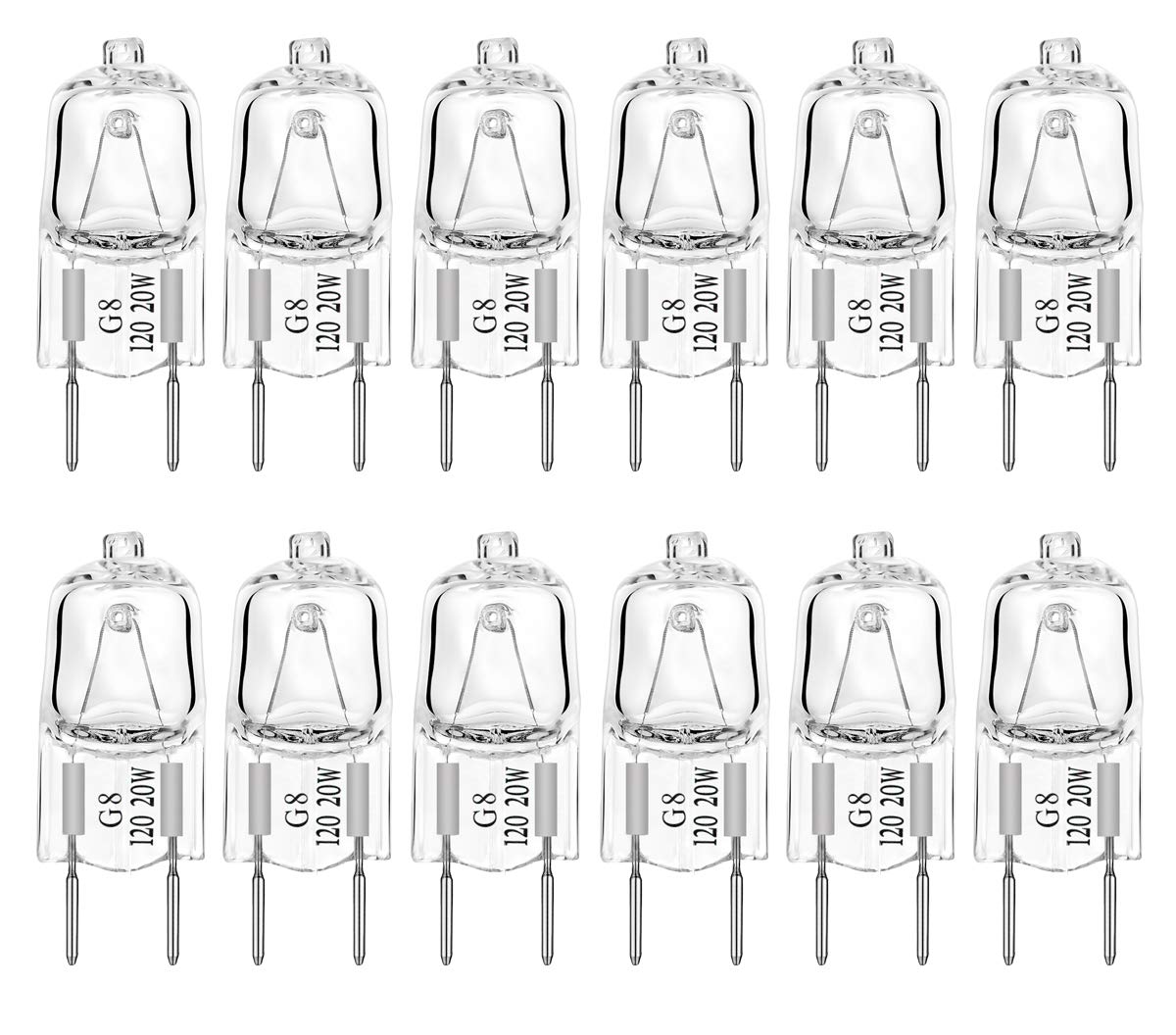 G8 Light Bulbs 20Watt 120Volt Halogen Light Bulb G8 Base Bi-Pin Shorter 20W T4 JCD Warm White Under Cabinet Puck Lighting Replacements,12Pack