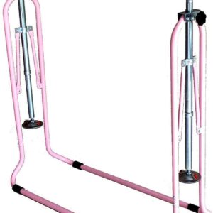 5 Star TD Gymnastics Bar Horizontal Kip Bar + 2x6 Tri Fold Mat Junior Training Adjustable Expandable Height Jungle Gym Children Monkey Bars Climb Tower Playground Balance Bar Gymnasts (Pink)