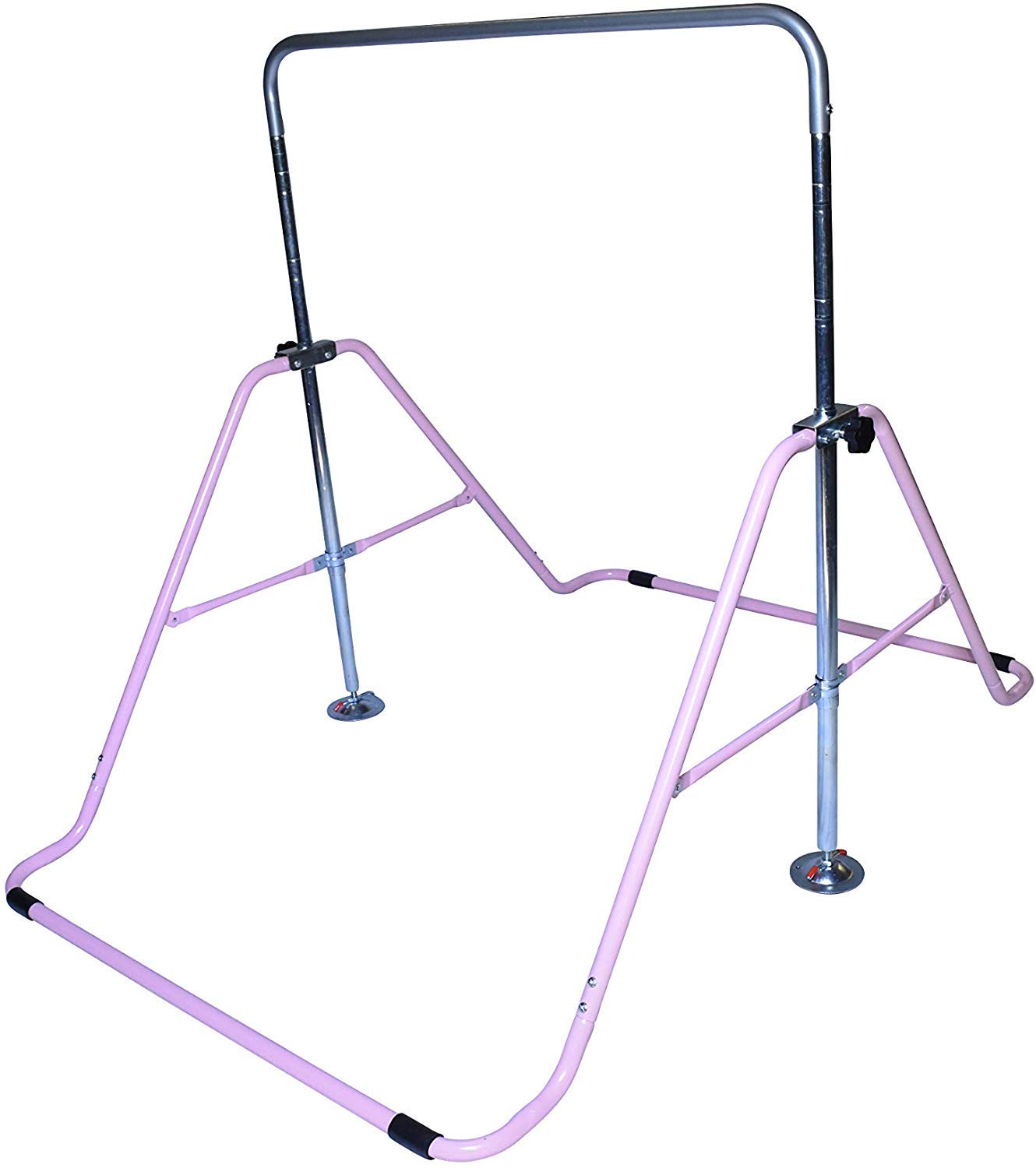 5 Star TD Gymnastics Bar Horizontal Kip Bar + 2x6 Tri Fold Mat Junior Training Adjustable Expandable Height Jungle Gym Children Monkey Bars Climb Tower Playground Balance Bar Gymnasts (Pink)