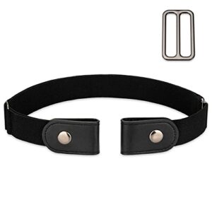 macoking No Buckle Stretch Belt for Women/Men Invisible Elastic Buckle Free Belts Black