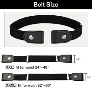 macoking No Buckle Stretch Belt for Women/Men Invisible Elastic Buckle Free Belts Black