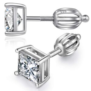 square stud earrings screw back fake diamond stud earrings for men cubic zirconia princess cut stud earrings for women diamond stud earrings sterling silver earrings men stud earrings cz earrings 7mm