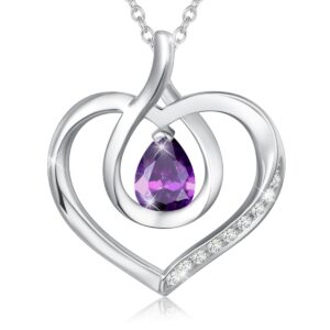 agvana february birthstone jewelry amethyst necklace for women sterling silver forever love infinity heart pendant necklace anniversary birthday gifts for women mom wife her