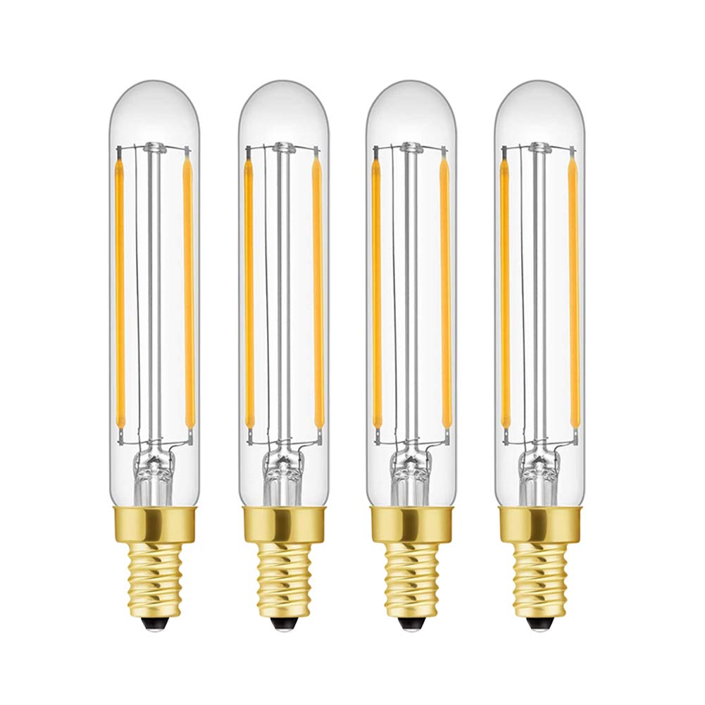 LDCHIUEN T20 T6 Small LED Bulb Long Filament 2W Equal 25 Watt E12 Candelabra Edison Tubular LED Light Bulb Dimmable 2700K Warm White, 4Pack