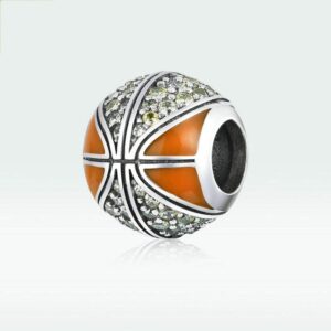 925 Sterling Silver Basketball Charm Volleyball Charm Ball Charm Sport Charm for Pandora Charm Bracelet (Basketball)