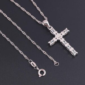 CiNily Cross Pendant Necklace Opal Jewelry for Women 18K White Gold Plated Faith Hope Love Pendant Jewelry for Women Teens Birthday Gifts (White)