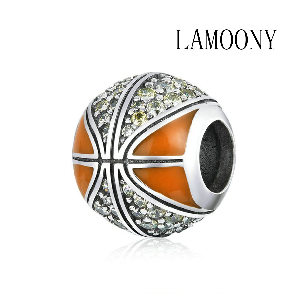 LAMOONY Basketball Charm 925 Sterling Silver Ball Charm Sport Charm Volleyball Charm Hockey Charm Football Charm for Pandora Charm Bracelet Beads for making jewelry