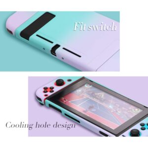 HEATFUN Dockable Case for Nintendo Switch, Hard Case for Nintendo Switch - Purple Green