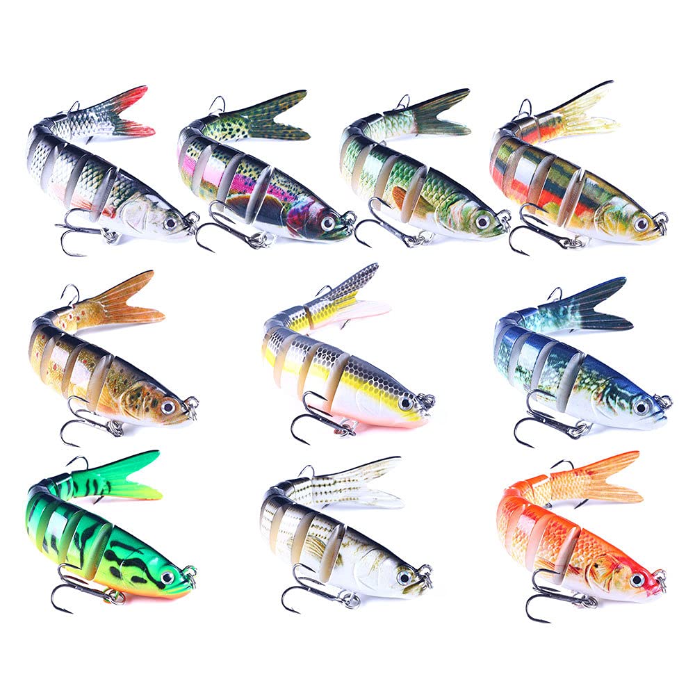 10pcs Trout 4" Fishing Lures, Slow Sinking Hard Bait for Bass, Lifelike Freshwater Saltwater Trout Perch Pike Walleye Fishing Lure Kit