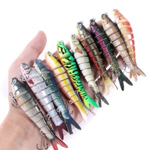 10pcs Trout 4" Fishing Lures, Slow Sinking Hard Bait for Bass, Lifelike Freshwater Saltwater Trout Perch Pike Walleye Fishing Lure Kit