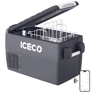 iceco jp30 portable refrigerator fridge freezer, 30 liters car refrigerator wifi app control, 12v cooler refrigerator with secop compressor, for car & home use, 0℉ ~50℉,dc 12/24v, ac 110/240v