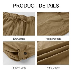 Gafeng Mens Linen Harem Capri Pants Drawstring 3/4 Shorts Casual Beach Yoga Hippie Thai Pants