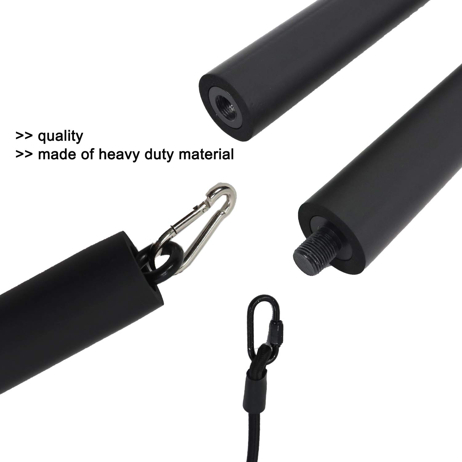 WDD Pilates Stick Bar Kit with Resistance Band Portable Yoga Rod with Foot Loop Sports Exercise Fitness Equipment Chest Expand Arm Puller for Home Gym Bodybuilding Workout (Black)