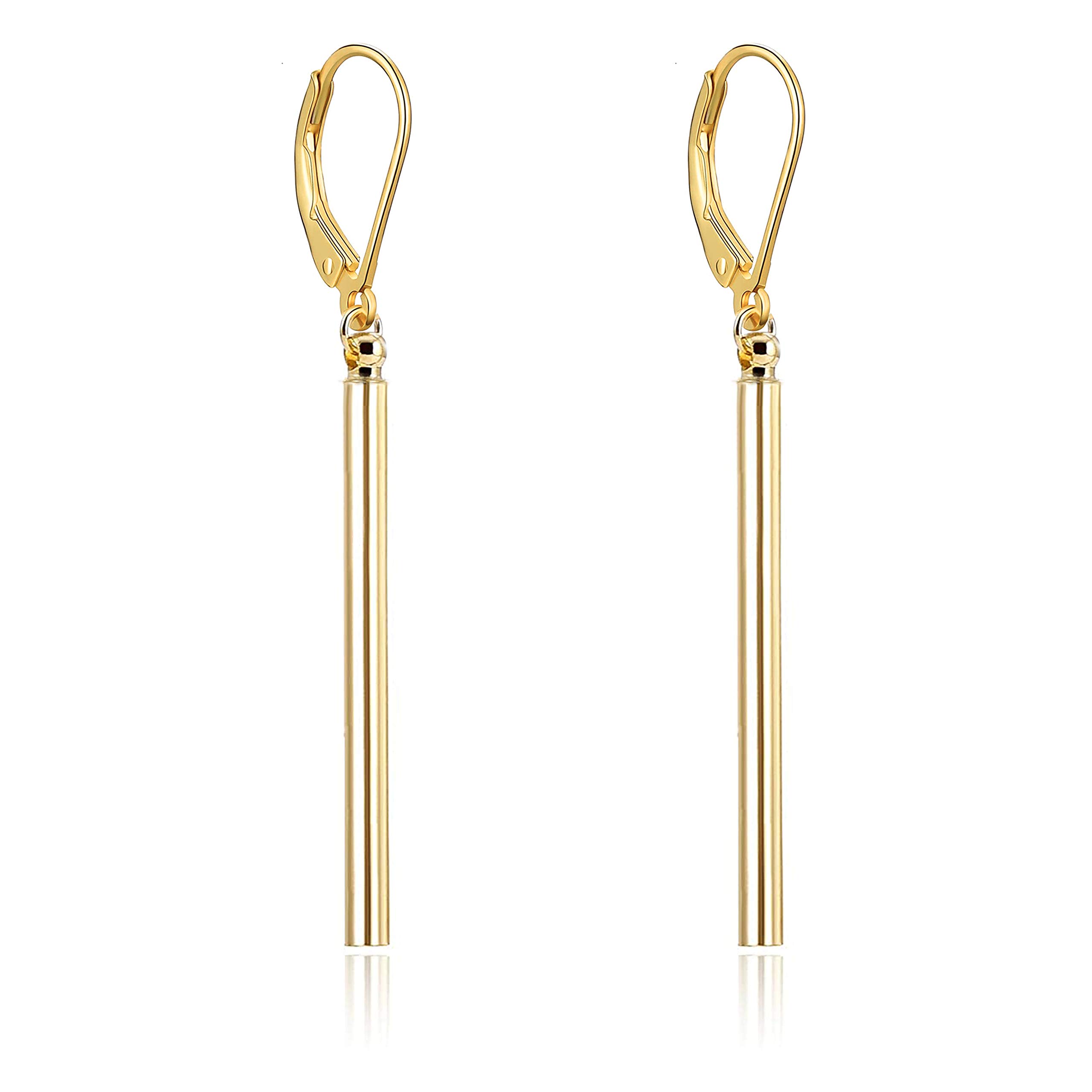 Minimal Long Vertical Bar Dangle Earrings for Women Gold Plated Simple Geometric Line Stick Drop Earrings for Men Dainty Fashion Jewelry