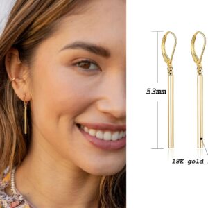 Minimal Long Vertical Bar Dangle Earrings for Women Gold Plated Simple Geometric Line Stick Drop Earrings for Men Dainty Fashion Jewelry