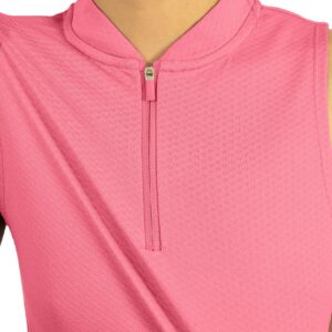 Three Sixty Six Womens Sleeveless Collarless Golf Polo Shirt with Zipper - Quick Dry Tank Tops for Women Coral