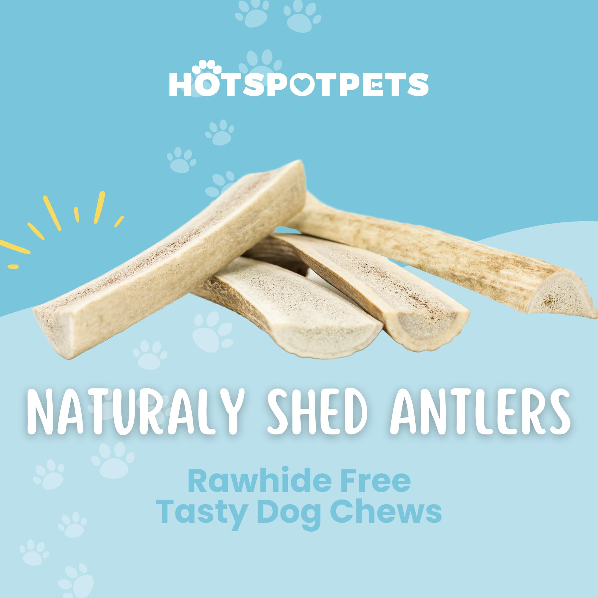 hotspot pets Split Elk Antlers for Dogs - 4-5 Inch Long Dog Chews,(3 Pack) Naturally Shed Elk Antler Bone for Medium Breed Aggressive Chewers - Made in USA - No Chemicals or Preservatives