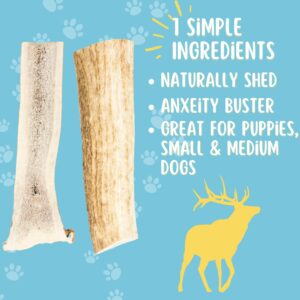 hotspot pets Split Elk Antlers for Dogs - 4-5 Inch Long Dog Chews,(3 Pack) Naturally Shed Elk Antler Bone for Medium Breed Aggressive Chewers - Made in USA - No Chemicals or Preservatives