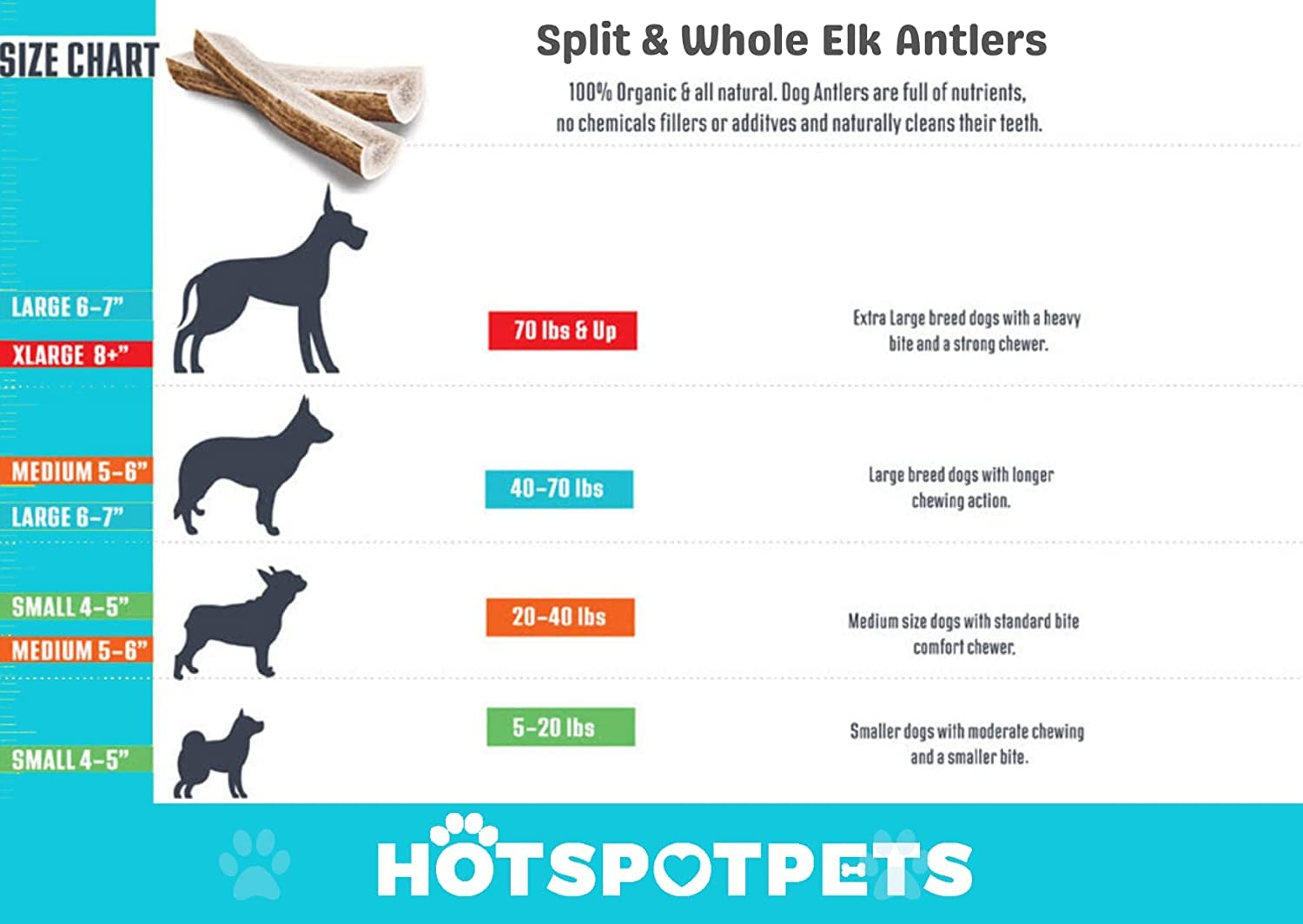 hotspot pets Split Elk Antlers for Dogs X-Large 8+ Inches- Premium Elk Antlers for Dogs 50+Lbs (2 Pack) Naturally Shed Antler Bone for Large Breed Aggressive Chewers -Sourced in USA