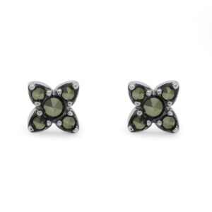 Boma Jewelry Sterling Silver Marcasite Flower Stud Earrings