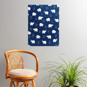 Deny Designs Kangarui Happy Hippo Blue Poster, 18x24