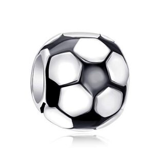 football charms 925 sterling silver soccer ball bead for pandora bracelet charms