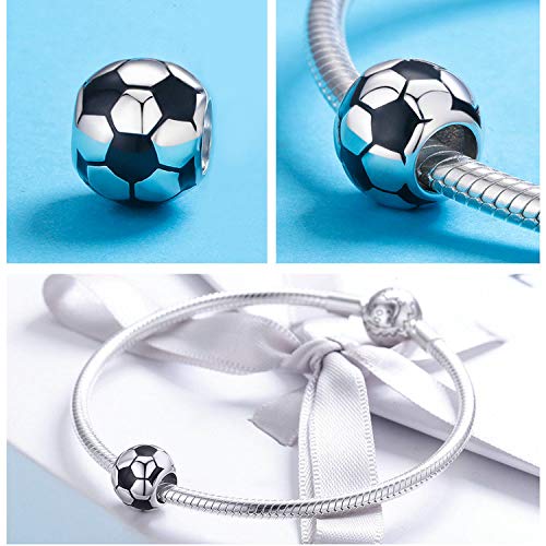 Football Charms 925 Sterling Silver Soccer Ball Bead for Pandora Bracelet Charms