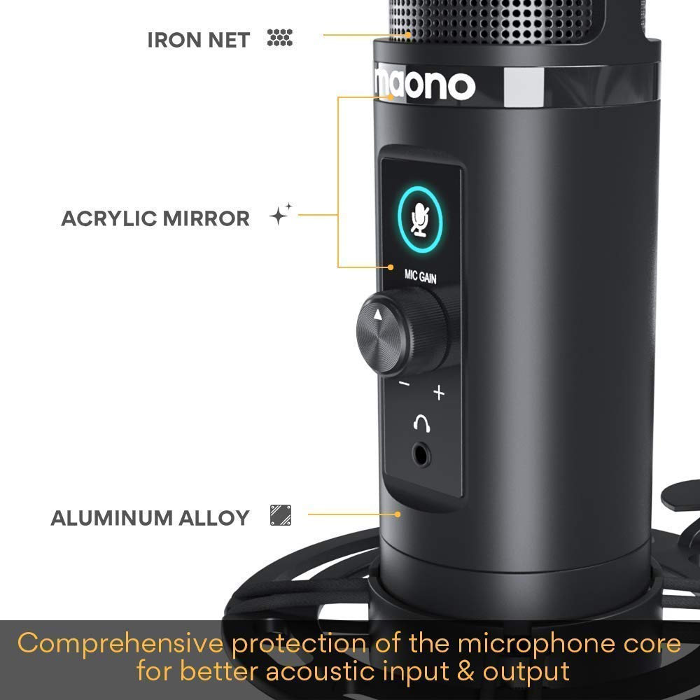 MAONO USB Microphone with Studio Monitor Headphones Bundle Plug and Play for Podcast, YouTube, Music, PM422, MH601