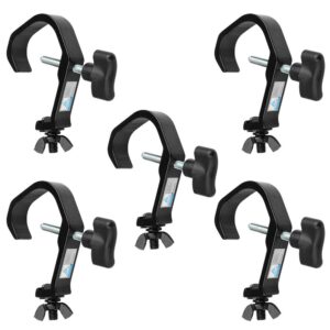 5 pcs black truss clamp stage lights hook fits pipe od 1.18-2"(30-51mm), max.load 132lb, aluminum alloy c clamp for dj lighting moving head spotlight, tuv certified