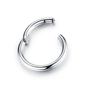 5Pairs Surgical Stainless Steel 16G Sleeper Cartilage Daith Tiny Small Hoop Earrings Mini Septum Hinged Clicker Nose Ring Helix Tragus Piercings Unisex Fashion Huggie Hoops Set 6-14MM (Silver)