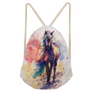 doginthehole Horse Drawstring Backpack Bag Sport Gym Sackpack Outdoor Yoga Gym Swimming Travel Beach Sackpack for Girls