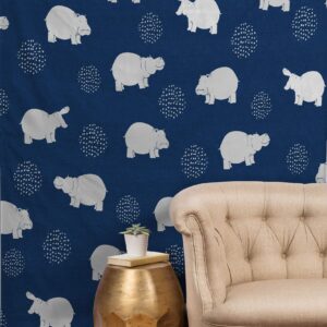 Deny Designs Happy Hippo Blue Kangarui Tapestry, 50" x 60"