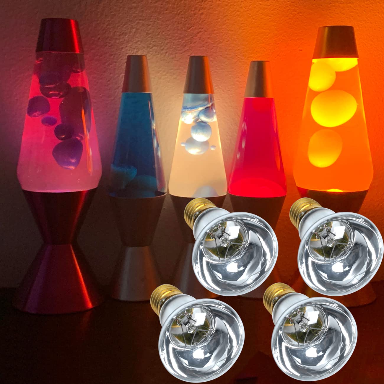 Upgraded Light Bulbs for Lava Lamps 25W 4 Pack Used in Light Bulb Bedroom and Office, 120v 25watt R12 R39 E17 Reflector Bulbs