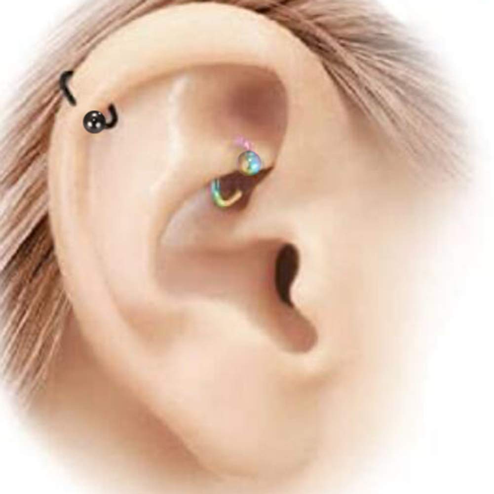 5pairs Mixed colors Ball Huggie Earrings hoop Cartilage Tragus Earrings 316L Stainless Steel Black Silver Gold Small Hoop Earrings (8)