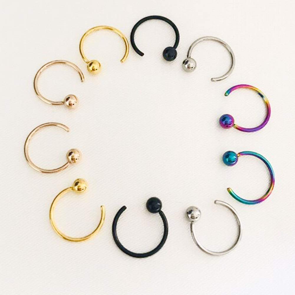 5pairs Mixed colors Ball Huggie Earrings hoop Cartilage Tragus Earrings 316L Stainless Steel Black Silver Gold Small Hoop Earrings (8)