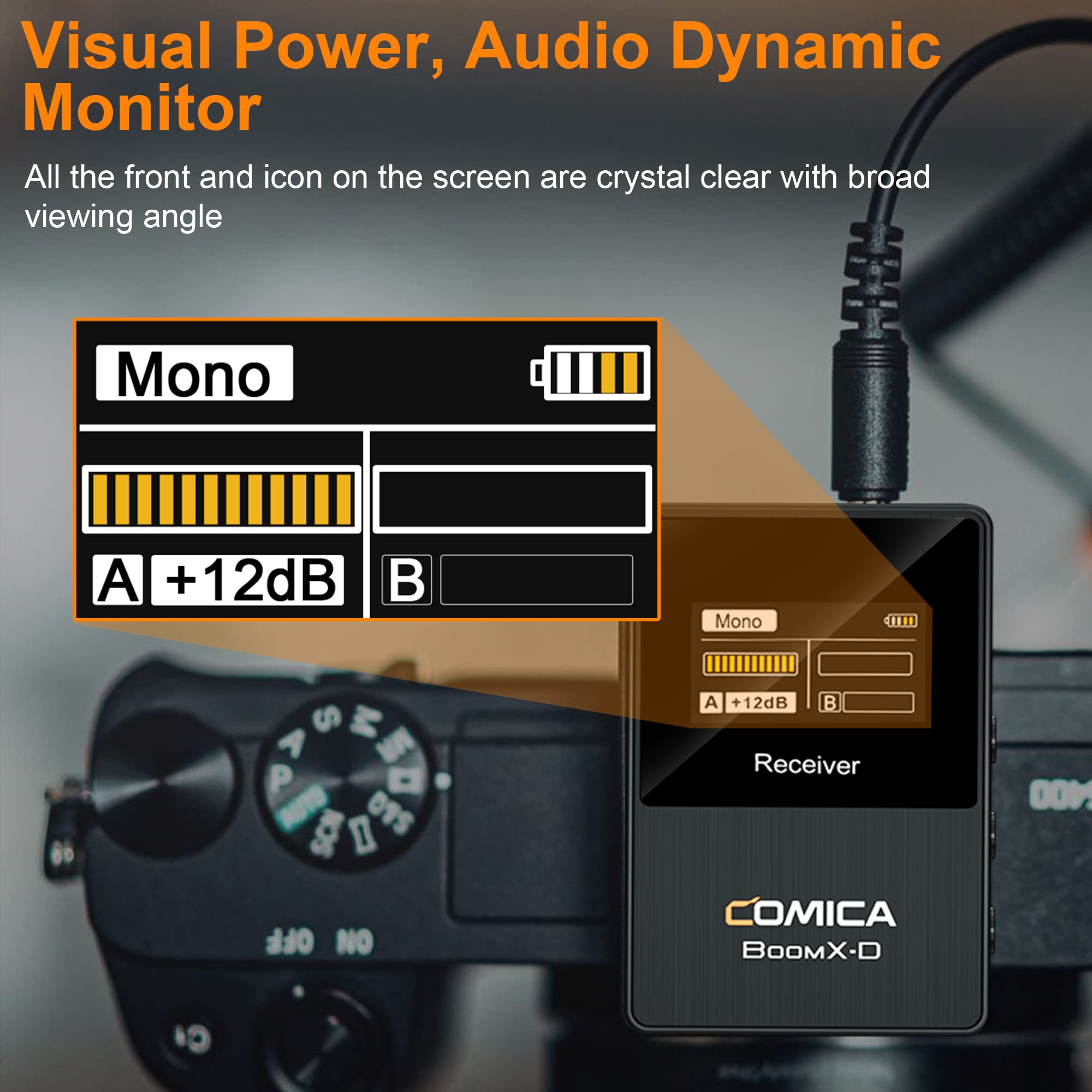 comica BoomX-D1 - Wireless Microphone System for Cameras, Camcorders, Smartphones, Laptops, Compact Wireless Lavalier Lapel Microphone with Noise Reduction, Low Latency, Monitoring, Muting