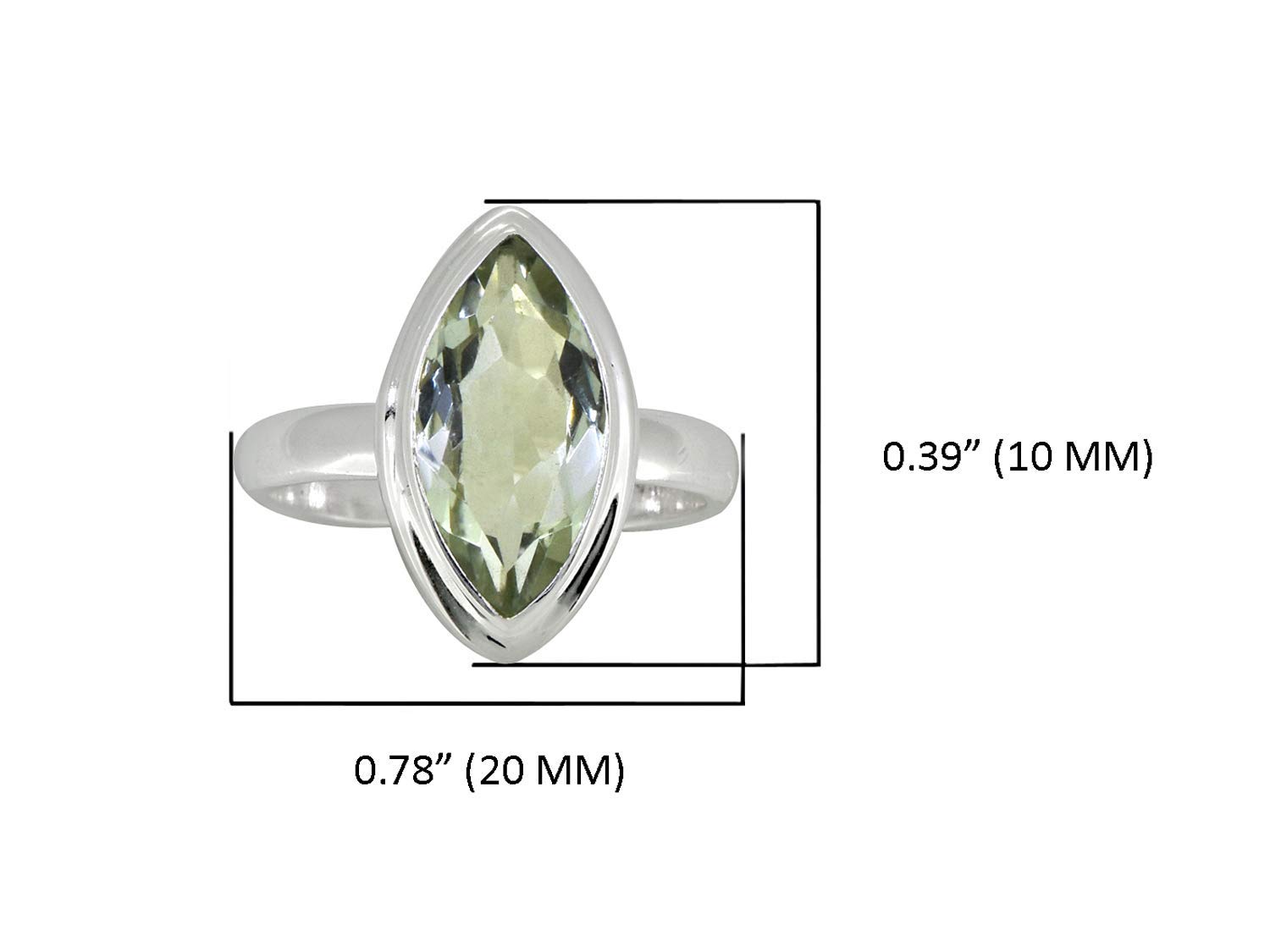 YoTreasure Green Amethyst Solid 925 Sterling Silver Gemstone Ring Jewelry