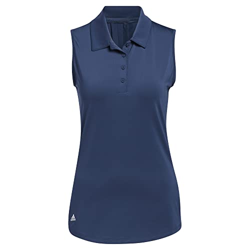 adidas Golf Women's Ultimate365 Primegreen Sleeveless Polo Shirt, Navy, Small