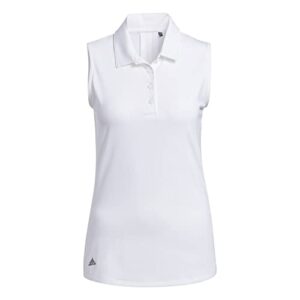 adidas Golf Women's Ultimate365 Primegreen Sleeveless Polo Shirt, White, Extra Large