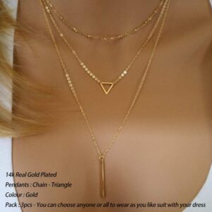 Gold Triangle Layered Necklaces for Women - Layered Necklace Skinny Bar Stacking Necklace Gold Necklace for Women Triangle Necklace Layer Necklace Multi Bar Layered Necklaces for Women Gold Jewelry