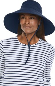 coolibar upf 50+ women's cyd travel beach hat - sun protective (one size- navy)