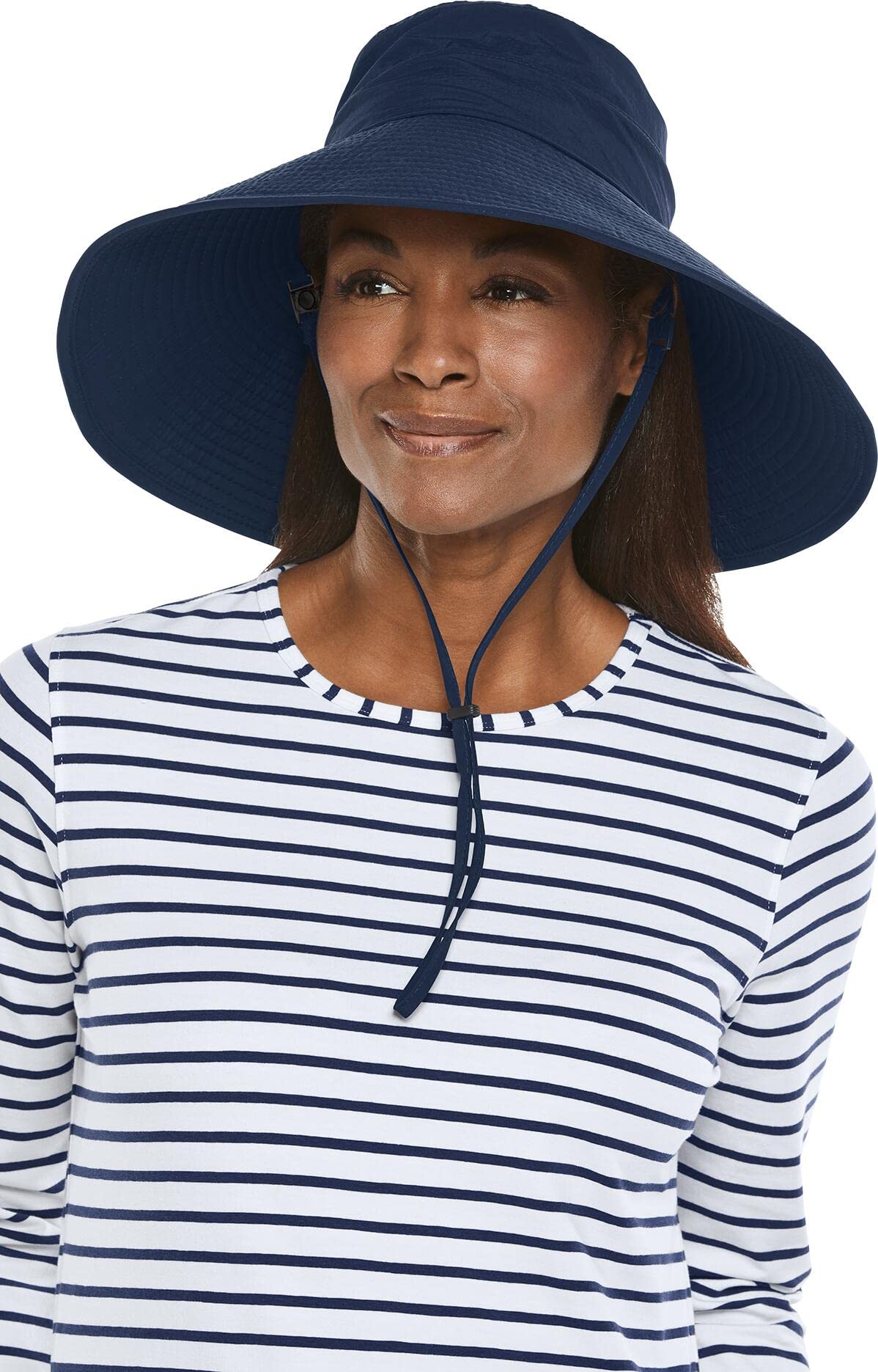 Coolibar UPF 50+ Women's Cyd Travel Beach Hat - Sun Protective (One Size- Navy)