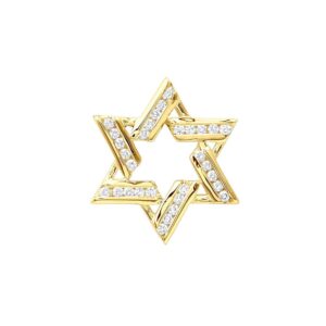 Star Of David Round Diamond Pendant 0.45ctw in 14k Gold (Yellow Gold)