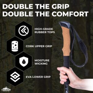 Cascade Mountain Tech Lightweight Aircraft-Grade Aluminum Trekking Poles with Extended Down Grip Plus Tip Kit, 2 Count (Pack of 1)