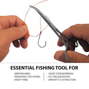 SURGICAL ONLINE Versatile Angling Tools with 2pc 5 Inch Fishing Forceps Set - Stainless Steel, Curved & Straight Hemostats, Serrated Jaws, Locking Mechanism, and Lightweight Design