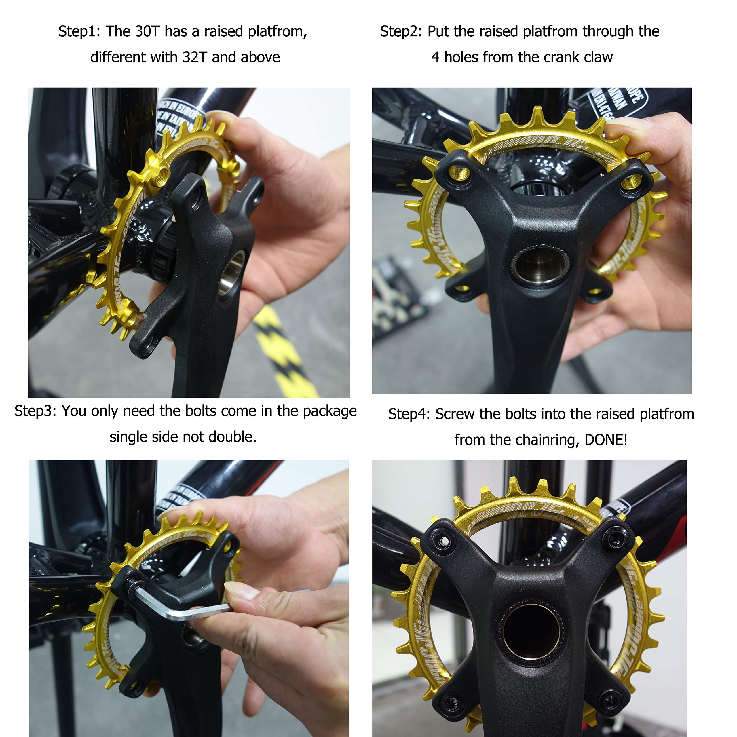 JGbike Elite Round Oval Chainring 104mm BCD 30T 32T 34T 36T 38T Narrow Wide Single Chainring for 8 9 10 11 12 Speed MTB XC Trail e-Bike Fat Bike Mountain Bike Bicycle