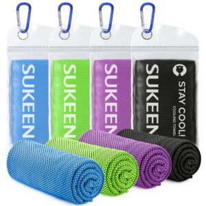 sukeen [4 pack] cooling towel (40"x12"),ice towel,soft breathable chilly towel,microfiber towel for yoga,sport,running,gym,workout,camping,fitness,workout & more activities