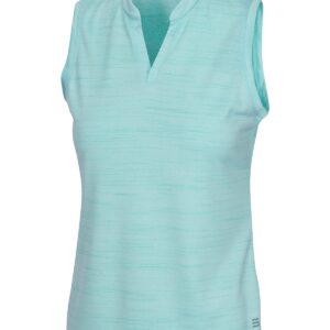 Three Sixty Six Women’s Collarless Golf Polo Shirt - Dry Fit, Breathable, Compression Golf Tops Aqua Blue