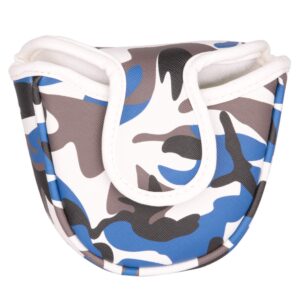 Golf Builder Blue Camouflage Golf Club Mallet Putter Head Cover Thick Leather Mallet Cover with Magnetic Closure